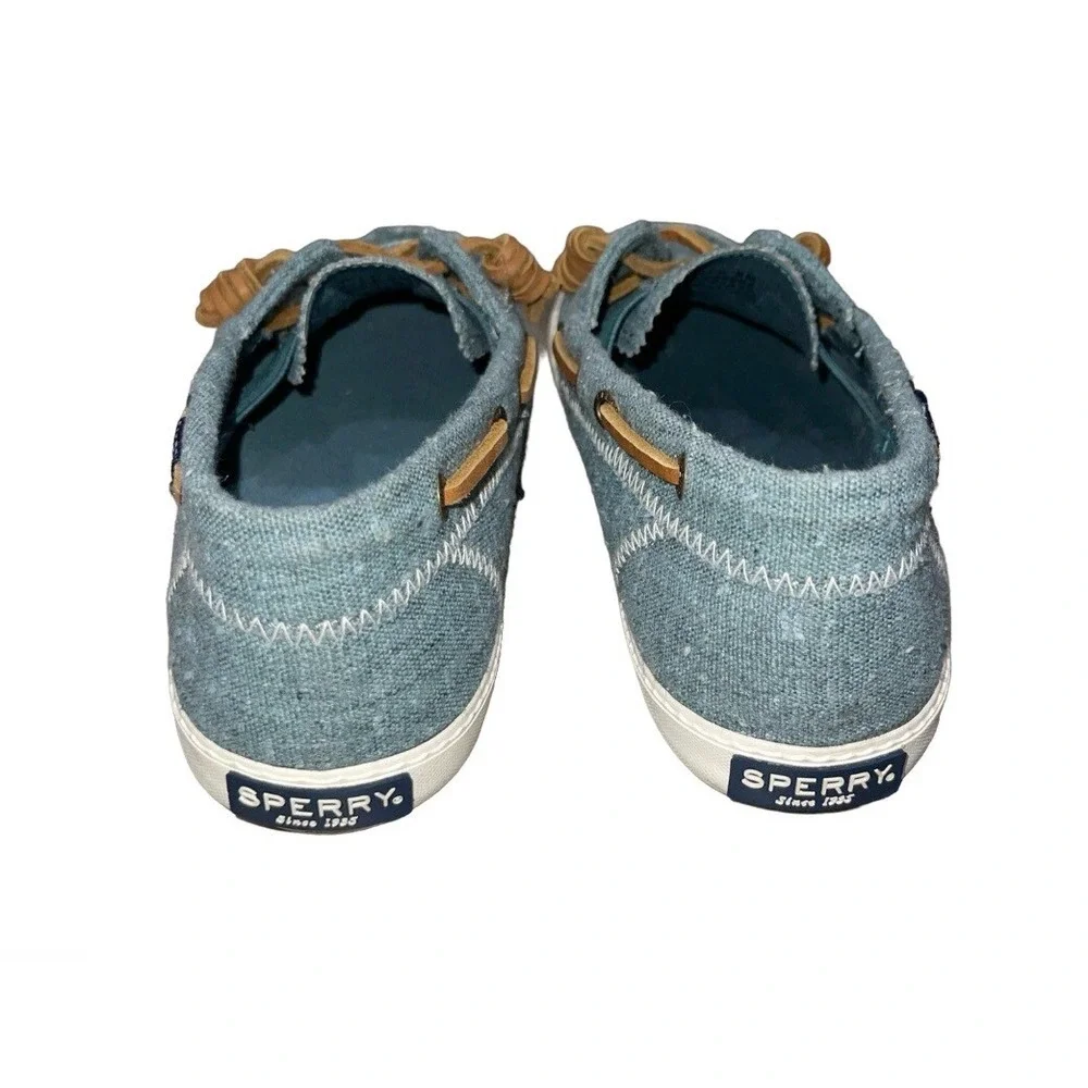 Paul Sperry Chambray Teal Blue Casual Boat Shoes Women's Size 8 M
